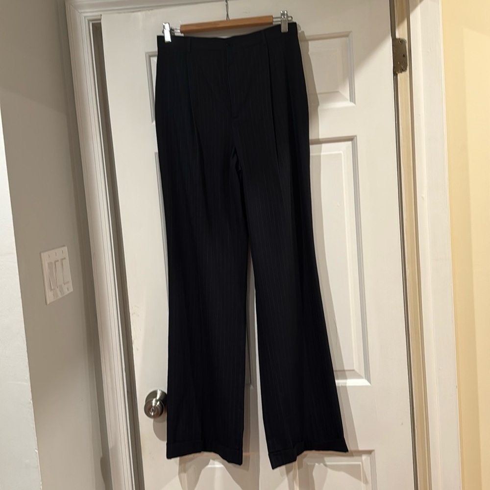 Ralph Lauren Nwt Pinstr Wide Leg Cuffed Pants